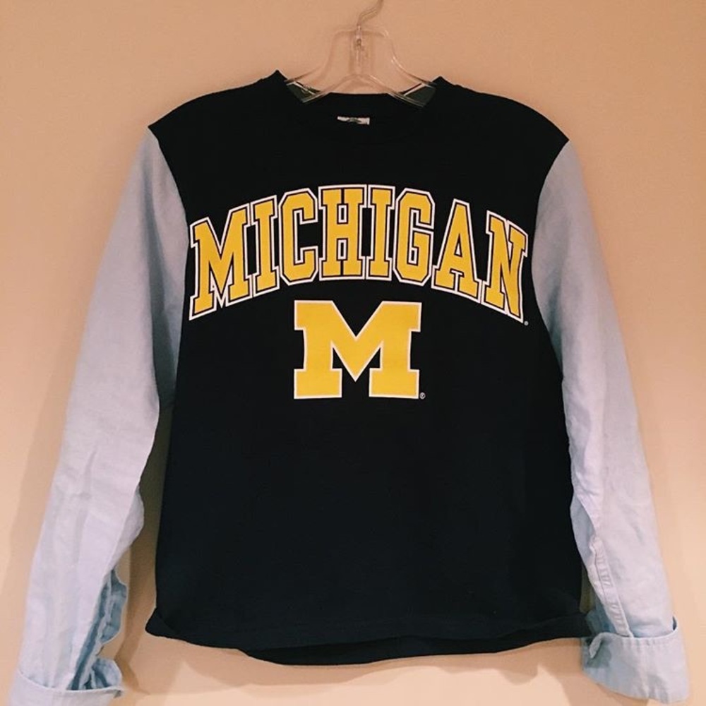Michigan Women's Black and Blue Long Sleeve Top